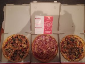 Vegan cheese and cheese; veg and veg; veg supreme.  at Ghilli Pizza in Auckland