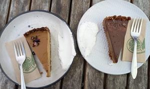 Creamy custard slice, and salted caramel slice. All vegan. at Gratitude in Tauranga