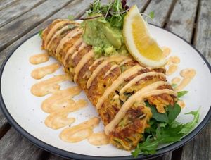 Kimchi vegan omelet. at Gratitude in Tauranga