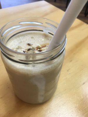 Vegan Caramel Smoothie (banana, dates, house made caramel sauce, coconut milk) at Gratitude in Tauranga