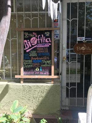 Right outside the door. Very eye-catching and inviting at Biofilia Eco Cosmetica in Vina Del Mar