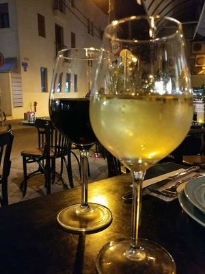 Local wine at Cafe Alma in Tel Aviv