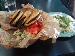 Mini pitas with rice at Cafe Alma in Tel Aviv
