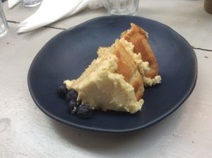 The vegan blueberry sponge cake, rather sweet icing but a very nice sponge. at Fika in Oakham