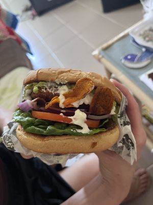 Chicken burger   at Charlie's Raw Squeeze in Wynnum