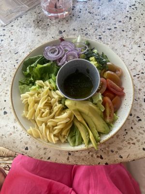 Beautiful little restaurant and great location on the beach, for lunch we had the pesto and Mediterranean salad which was delicious   at Secret Penida in Penida Island