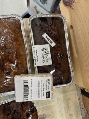 Vegan pumpkin bread and Rice Krispie treat  at The Whole Wheatery in Lancaster