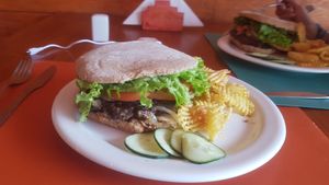 Vegan hamburger at La Bicicleta in El Chalten