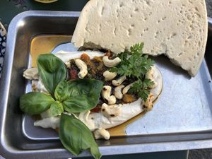 Pita with cashew cheese   at Kunsthauscafé in Graz