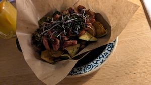 Vegan steak with veggies & potato at Kunsthauscafé in Graz