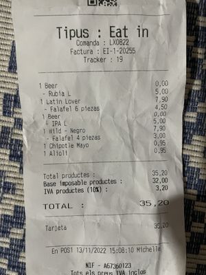 Bill  at Honest Greens - Plaça Catalunya in Barcelona