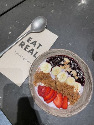Plant-based yoghurt goodness  at Honest Greens - Plaça Catalunya in Barcelona