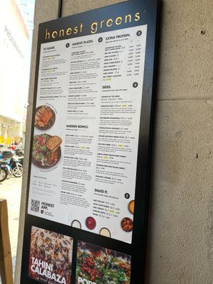 Menu do Honest Greens at Honest Greens - Plaça Catalunya in Barcelona