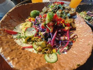 Latin Lovers Garden Bowl with herb tofu .  at Honest Greens - Plaça Catalunya in Barcelona