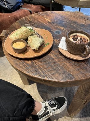 breakfast burrito + chai  at Honest Greens - Plaça Catalunya in Barcelona