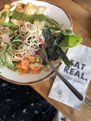 Umami salad with fresh tofu. at Honest Greens - Plaça Catalunya in Barcelona