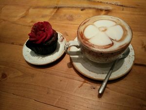 Vegan cupcake!! Yum at Honest Greens - Plaça Catalunya in Barcelona