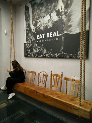 Cool huge swing at Honest Greens - Plaça Catalunya in Barcelona