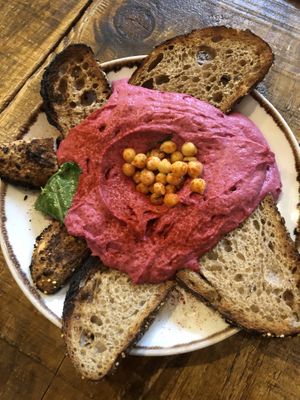 Beetroot hummus  at Honest Greens - Plaça Catalunya in Barcelona