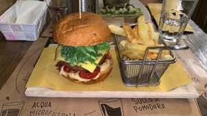 Beyond burger con contorno di patate fritte at WellDone Burger in Ravenna