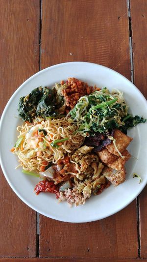 buffet plate at Berkah Vegan in Dalung