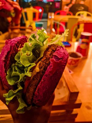 Flower Burger 🍔 how could I resist! I've waited so long to eat here and my moment finally happened in Verona! I was not disappointed and neither was my friend who is not vegan!  at Flower Burger in Verona