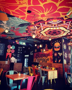 decor at Flower Burger in Verona