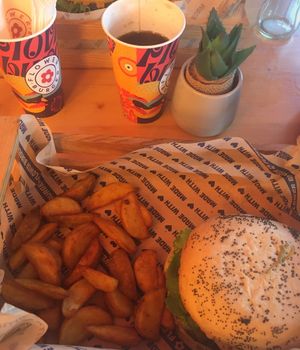 Tofungo and savoury chips at Flower Burger in Verona