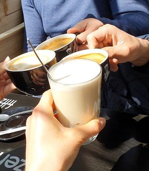 Coffee, cappuccino and dark chocolate oat milk at Mr NonNo in Rotterdam