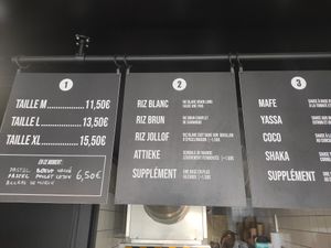 Menu at Osè African Cuisine in Paris