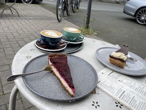 Cheesecake in the front and Donauwelle in the backk   at Fräulein Coffea in Bochum