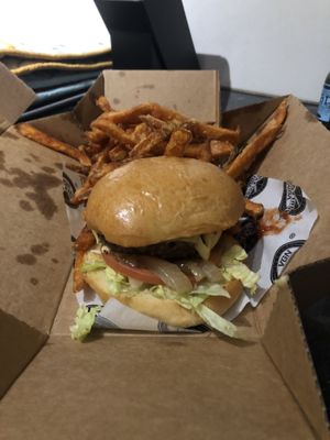 Royale with Cheeze, extra bacon and sweet potato fries  at VGN Boulevard in Stourbridge