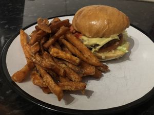 Royale with Cheeze, extra bacon and sweet potato fries  at VGN Boulevard in Stourbridge