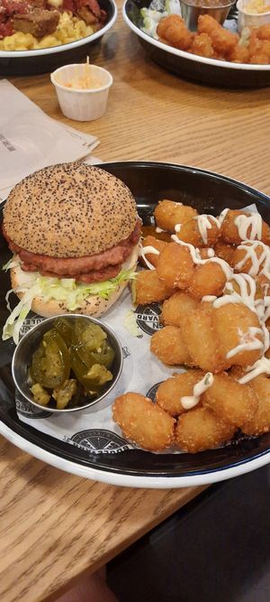 Classic burger with glazed tater tots and candied jalapeños at VGN Boulevard in Stourbridge
