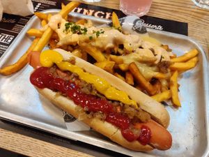 Hot dog with filthy fries at VGN Boulevard in Stourbridge