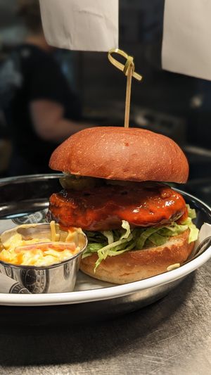 Hot Buffalo dipped Chic'n Fillet Burger (Hail Seitan) at VGN Boulevard in Stourbridge