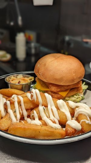 Fillay Oh Phish with Garlic Butter Loaded Chunky Chips at VGN Boulevard in Stourbridge