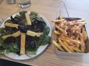 Halloumi salad and loaded thousand island fries at VGN Boulevard in Stourbridge
