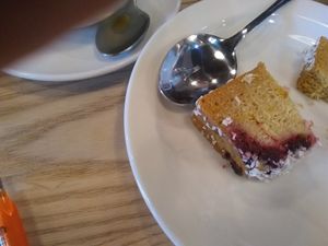 Half a raspberry and coconut cake at VGN Boulevard in Stourbridge