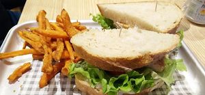 Mock sandwich and sweet potato fries  at VGN Boulevard in Stourbridge