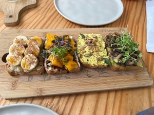 Quartet of toasts!  at Purana in Sao Paulo