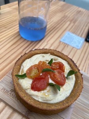 Quiche and sky drink   at Purana in Sao Paulo