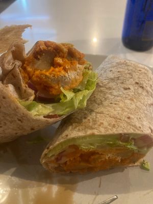 Vegan Buffalo chicken wrap at Whole Harvest in Saratoga Springs