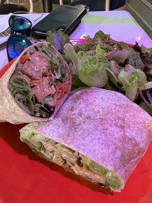 Smoked tempeh/carrot wrap (WAY too much horseradish)  at Whole Harvest in Saratoga Springs