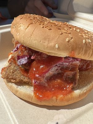 Sweet n spicy seitan wing burger   at Whole Harvest in Saratoga Springs