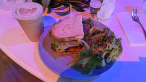 Spicy seitan sandwich + French toast smoothie at Whole Harvest in Saratoga Springs