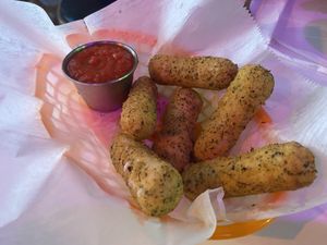 Vegan Mozzarella Sticks.  at Whole Harvest in Saratoga Springs