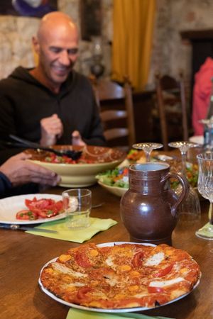 Vegetarian pizza's on saturday at Camping et Gites Brenazet in Vernusse