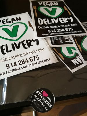 New stickers at Vegetarian Take-away in Torres Vedras