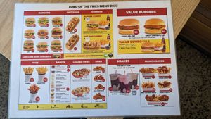 Menu board at Lord of the Fries in Newtown